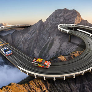 image of Illustration of Racing Cars and Racing Track